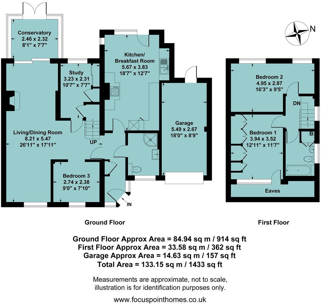 Blackwood Place, Bodicote - Greatly extended floorplan