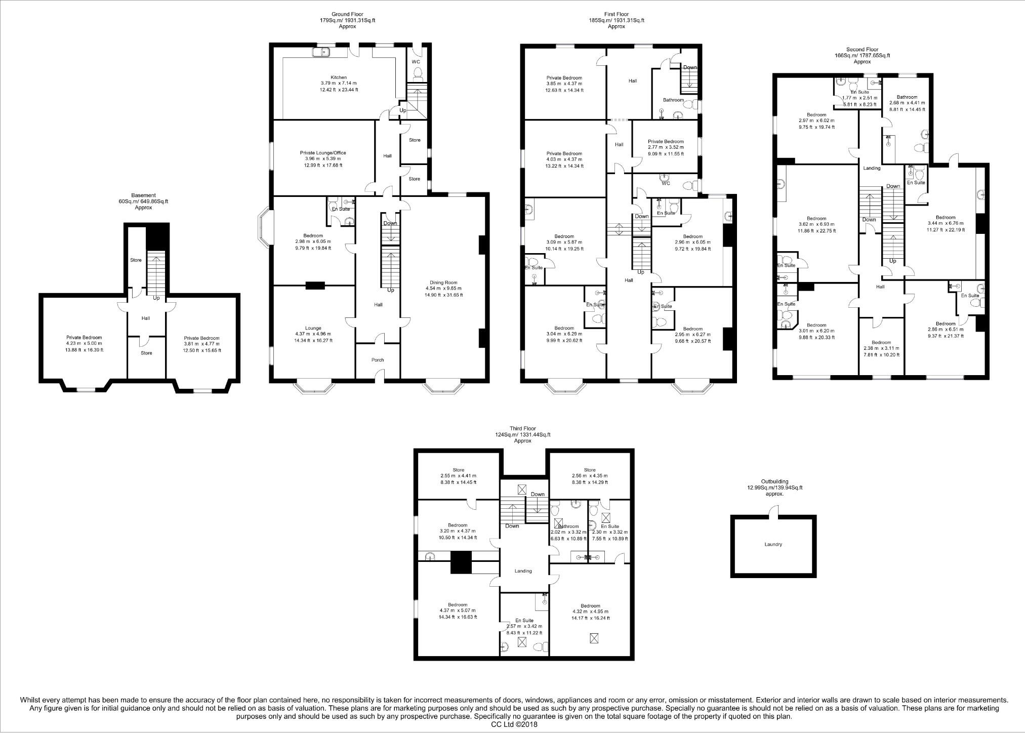 Roseleigh Guest House, 19 Broad Walk, Buxton, SK17 6JR floorplan