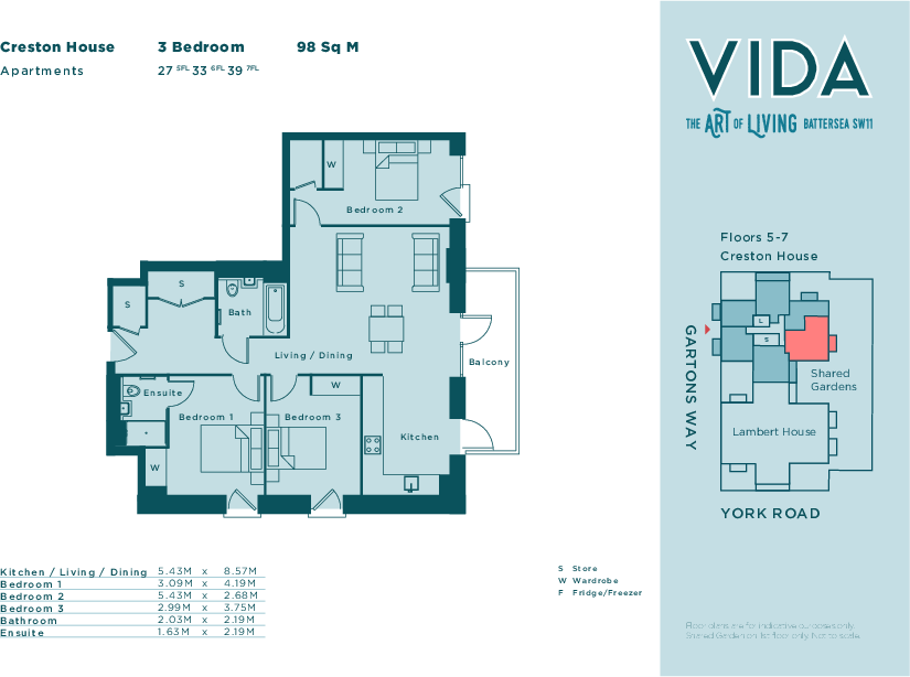 39, Creston House, Gartons Way, London, SW11 floorplan