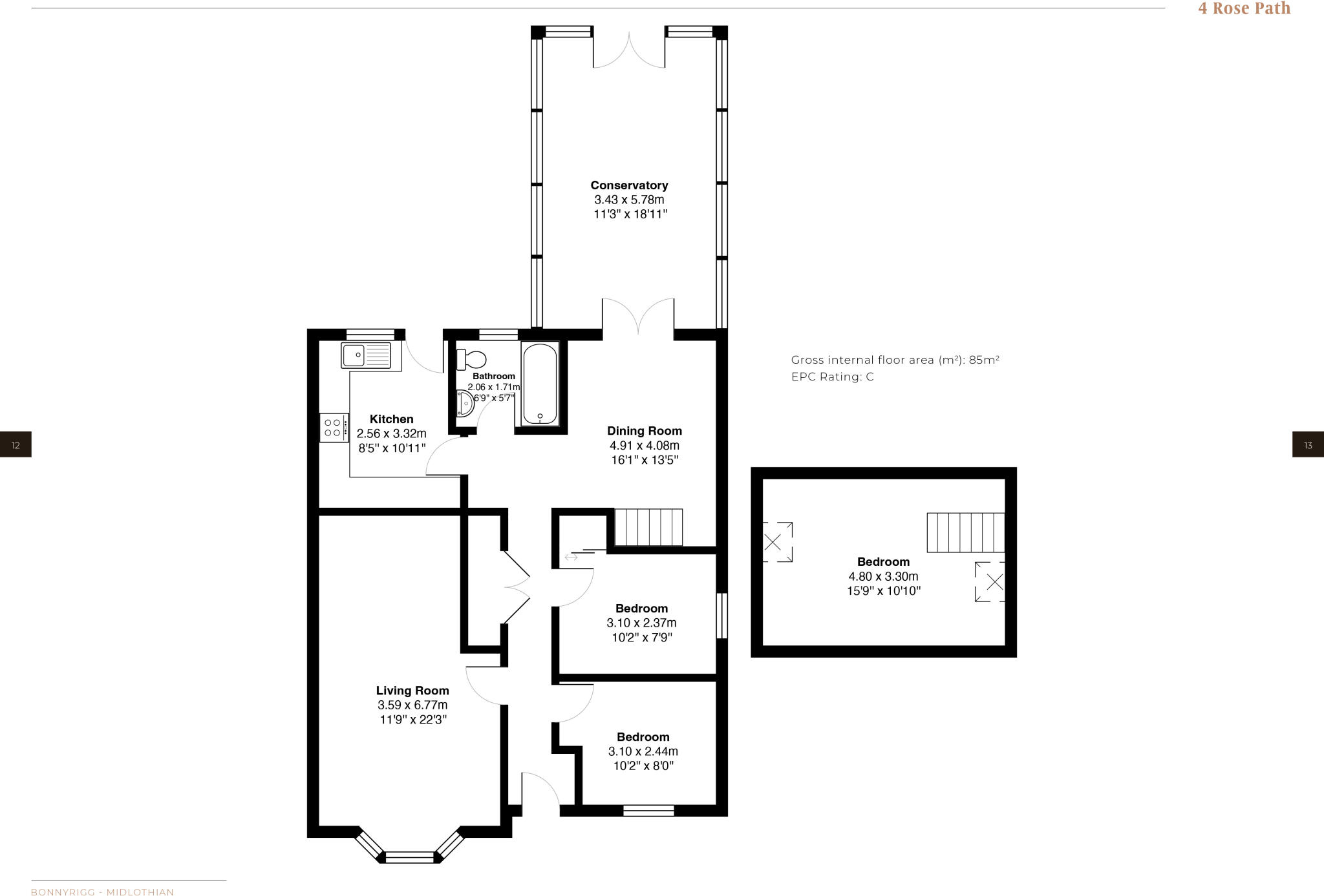 4 Rose Path, Bonnyrigg, EH19 3RP floorplan