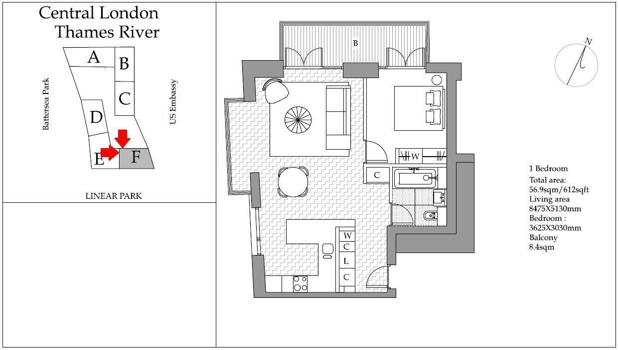 Ambassador Building, Embassy Gardens, 5 New Union Square, Nine Elms, London, SW11 floorplan