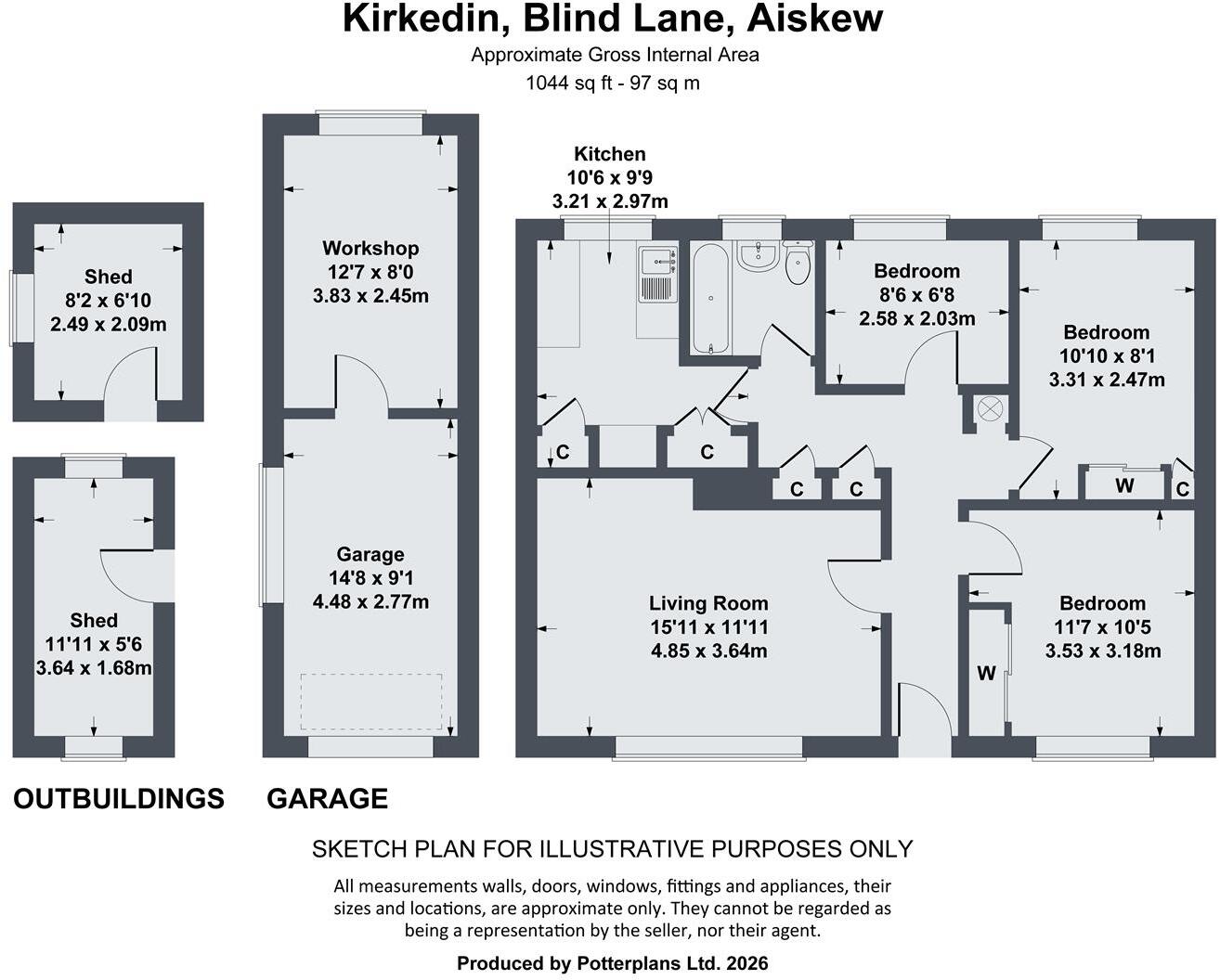 Kirkedin, Blind Lane, Aiskew, Bedale DL8 1BW floorplan