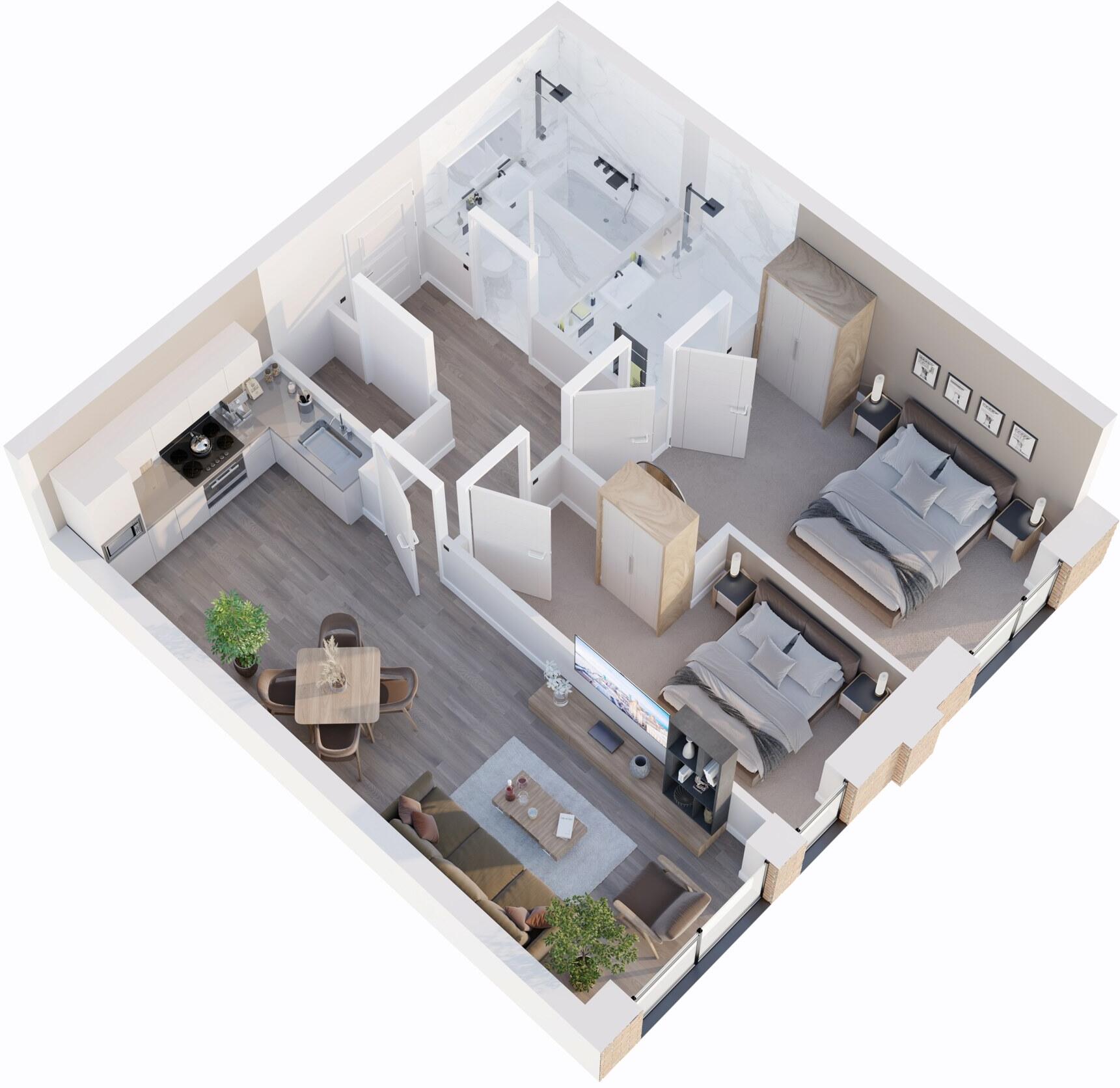 9.5% Projected Rental Yields | New Build Bradford Residence – Quality 2 Bed in the City Centre floorplan
