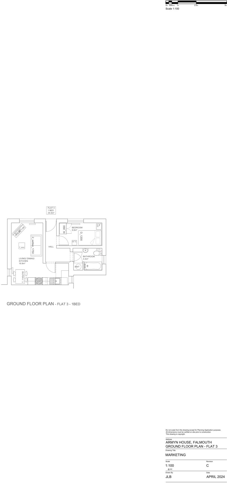 Flat 3, Armyn House, Bar Road TR11 4NN floorplan