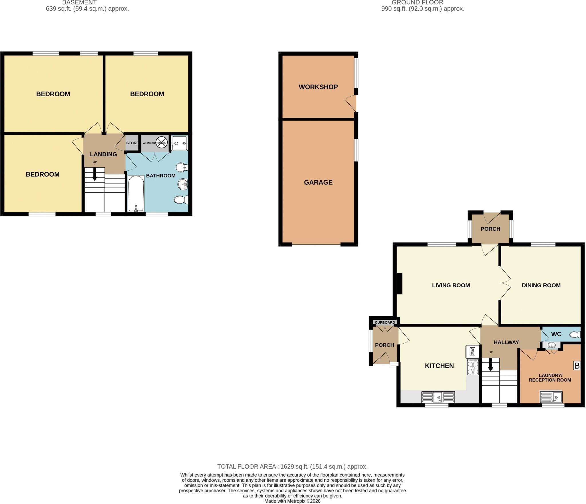 Church Road, Worle - 120' x 60' SOUTHERLY GARDEN floorplan