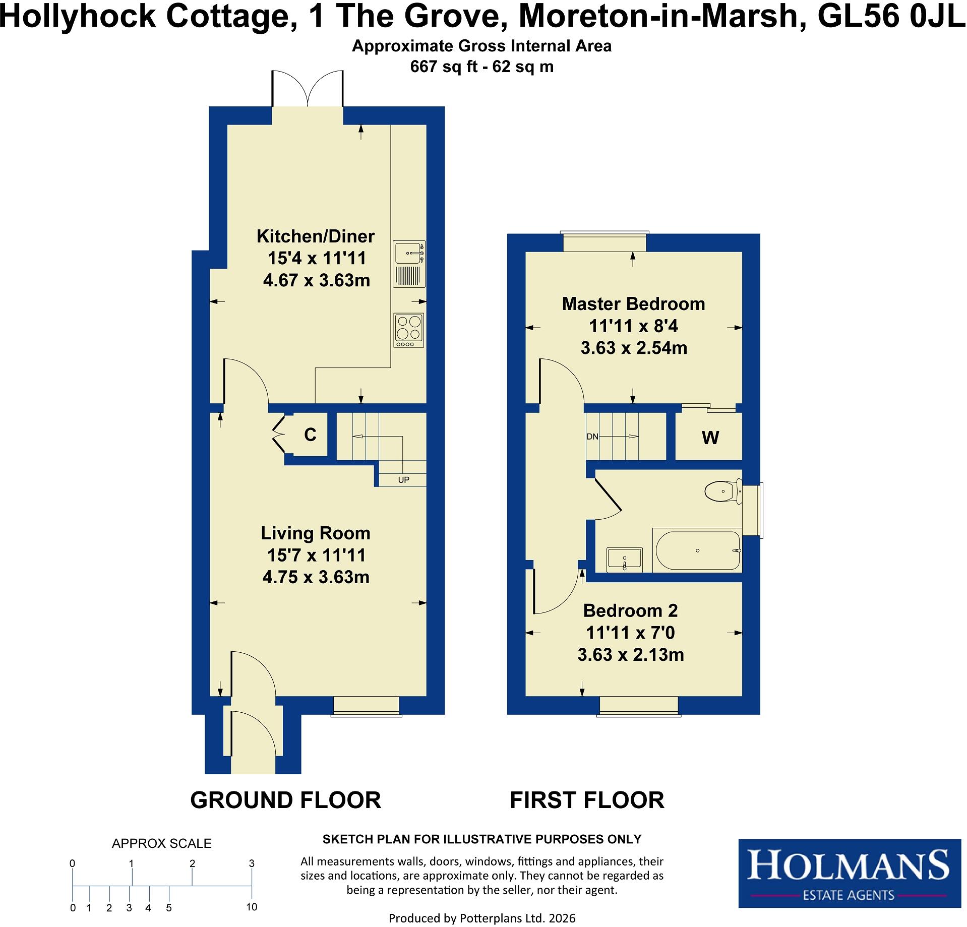 1 The Grove, Evenlode Road, Moreton-in-Marsh, Gloucestershire. GL56 0JL floorplan