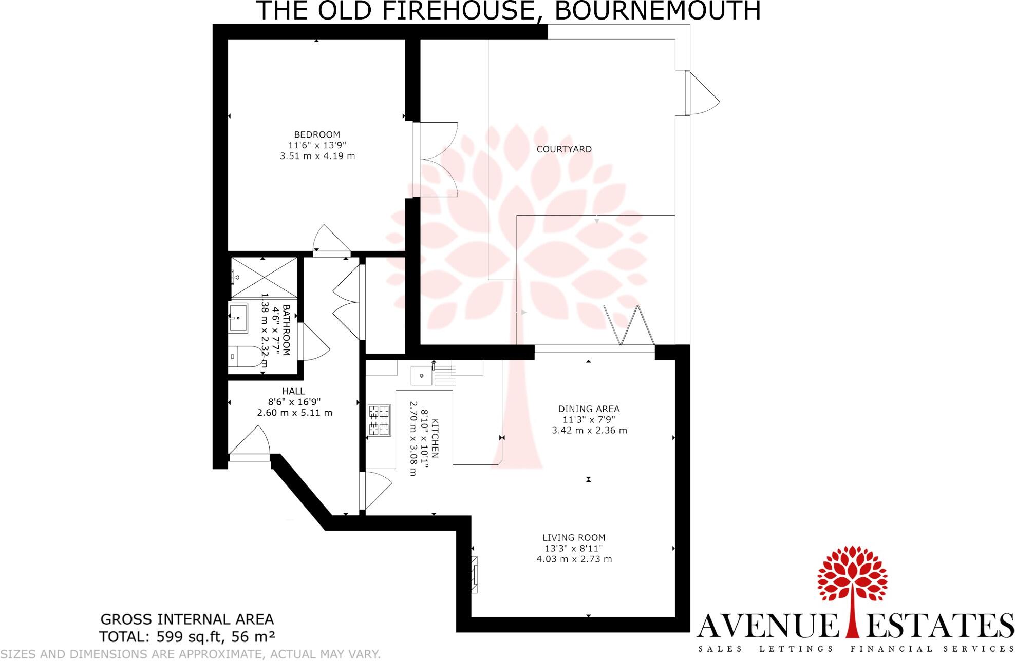 Flat 1 The Old Firehouse, Wimborne Road, Bournemouth, Dorset, BH9 floorplan