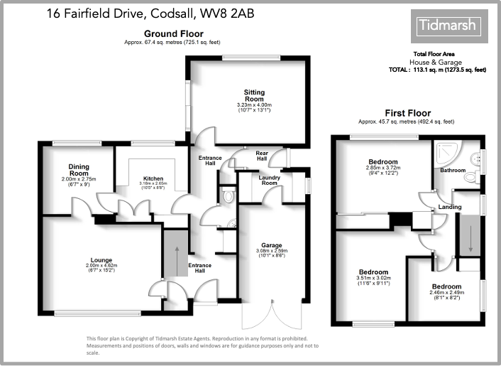 16 Fairfield Drive, Codsall WV8 2AB floorplan