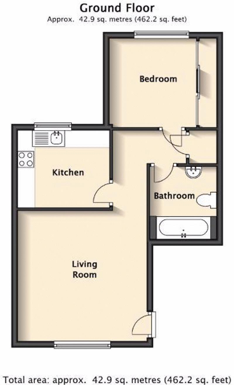 1 Bed ground floor flat to rent, Dover Street, Old Town floorplan
