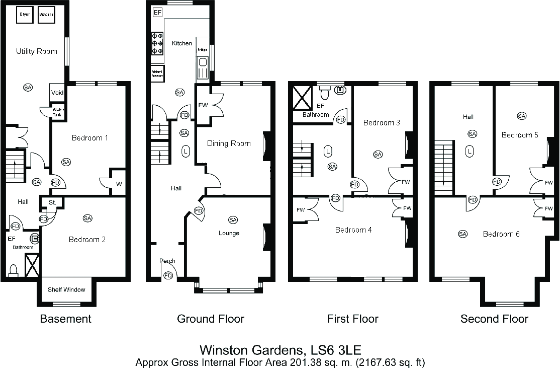 Winston Gardens, Leeds, West Yorkshire, LS6 floorplan