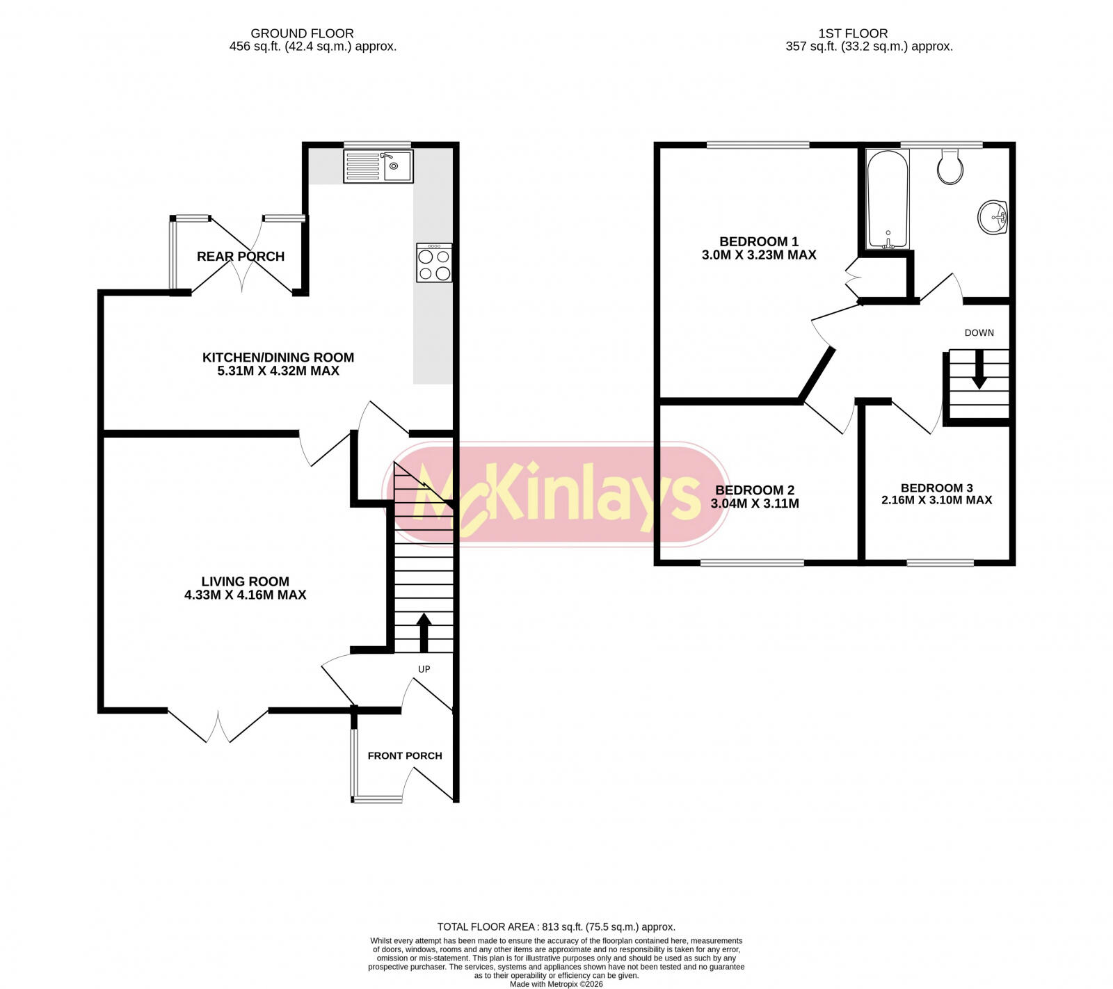 3 bedroom home in Bishops Lydeard floorplan