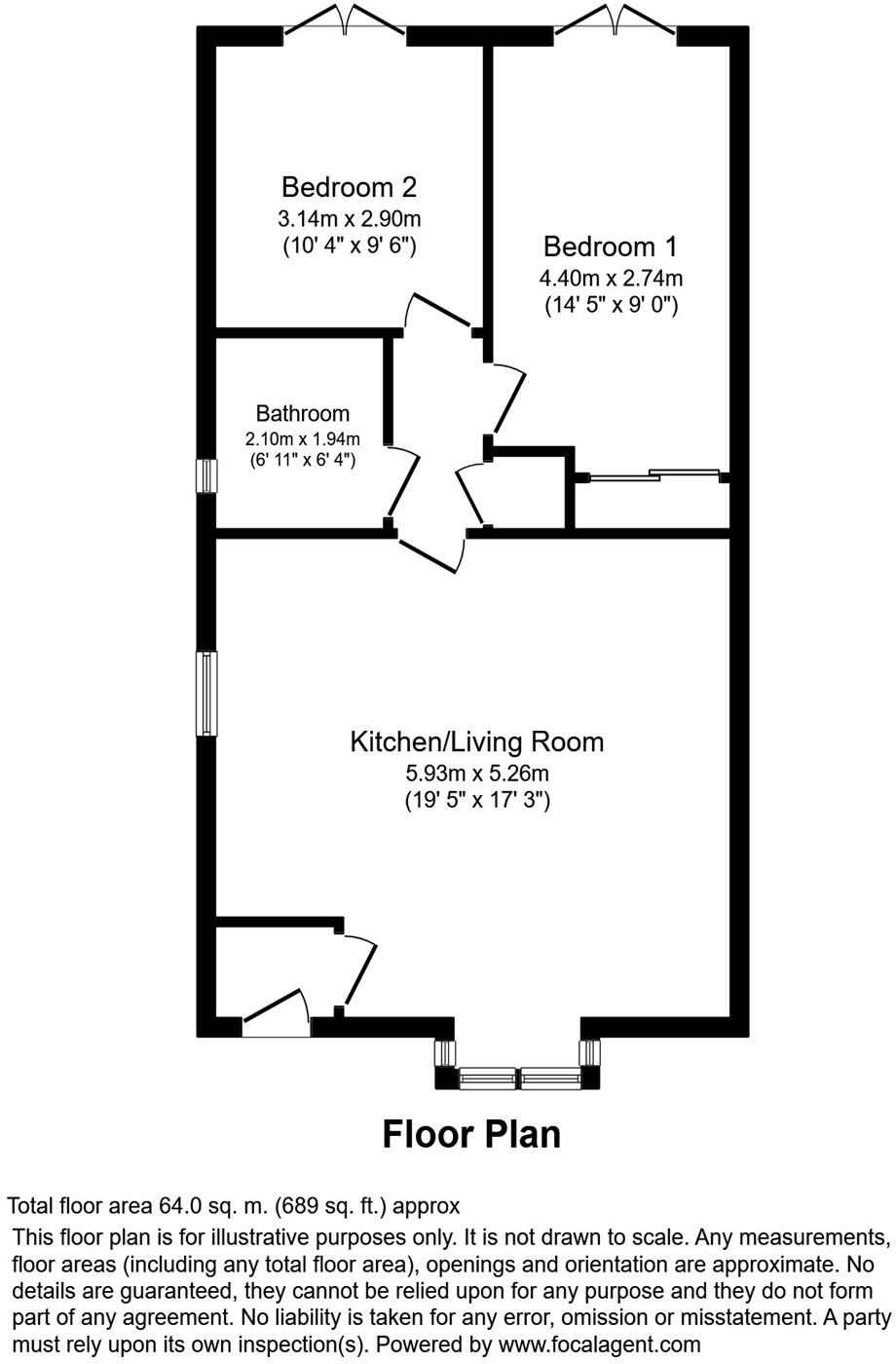 2 bedroom Terraced Bungalow in Ulverston Drive,Skelmersdale floorplan