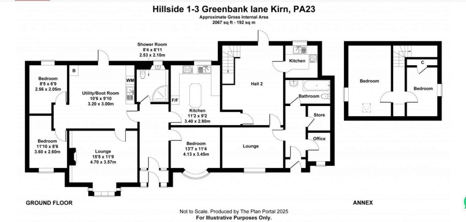 Hillside, 1-3 Greenbank Lane, Kirn, Dunoon, Argyll and Bute, PA23 8LJ floorplan