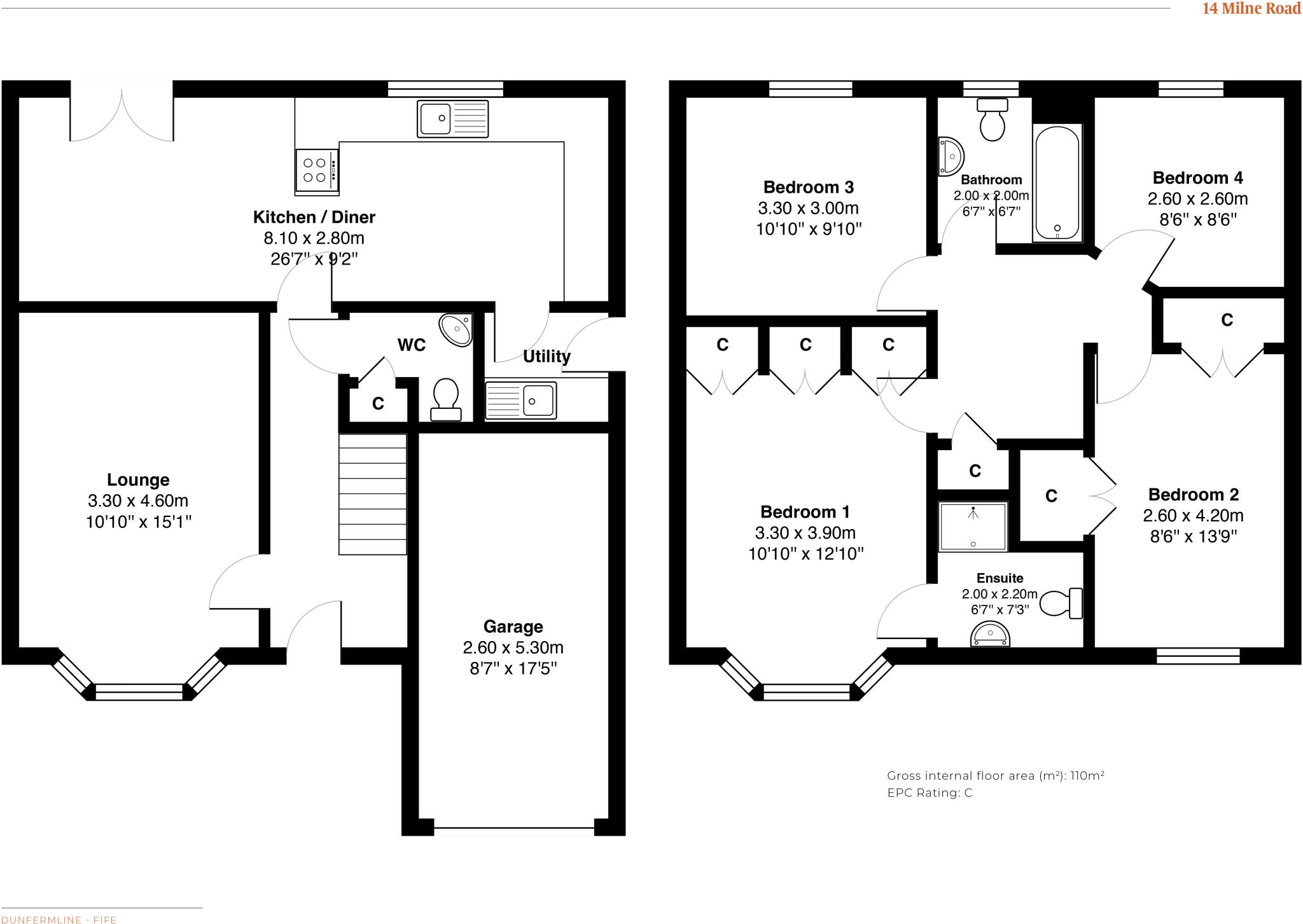 14 Milne Road, Dunfermline, KY11 8NF floorplan