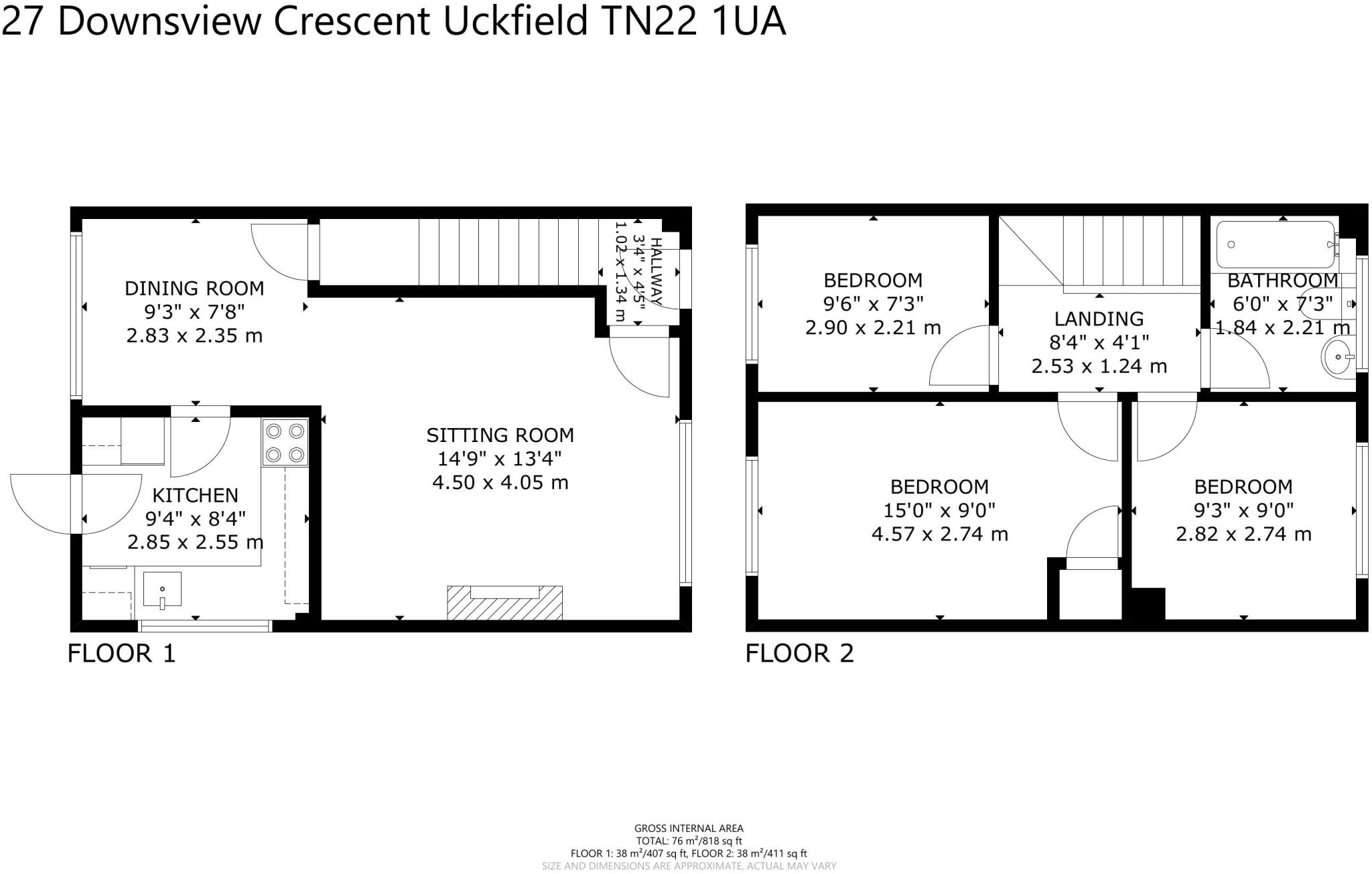 Downsview Crescent, Uckfield, East Sussex, TN22 floorplan