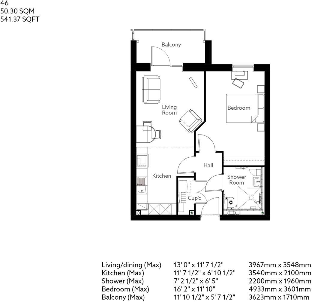Apartment 46, Twelve Acres Place, Chichester floorplan