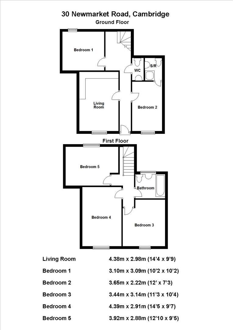 Rooms available at 30 Newmarket Road, Cambridge floorplan