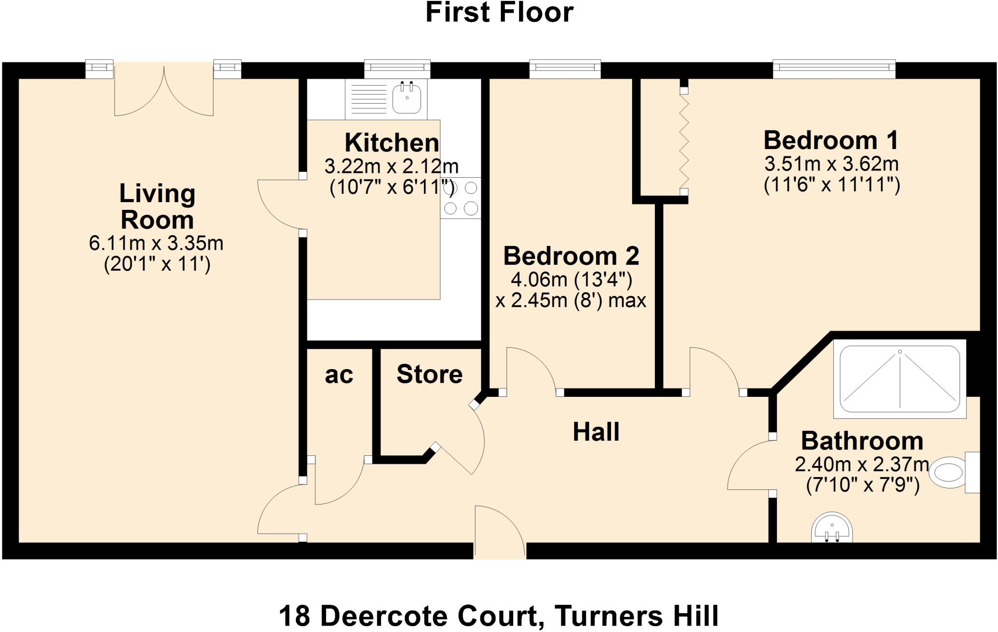 18 Deercote Court, Glen Luce, Turners Hill, Cheshunt, Herts, EN8 8NW floorplan