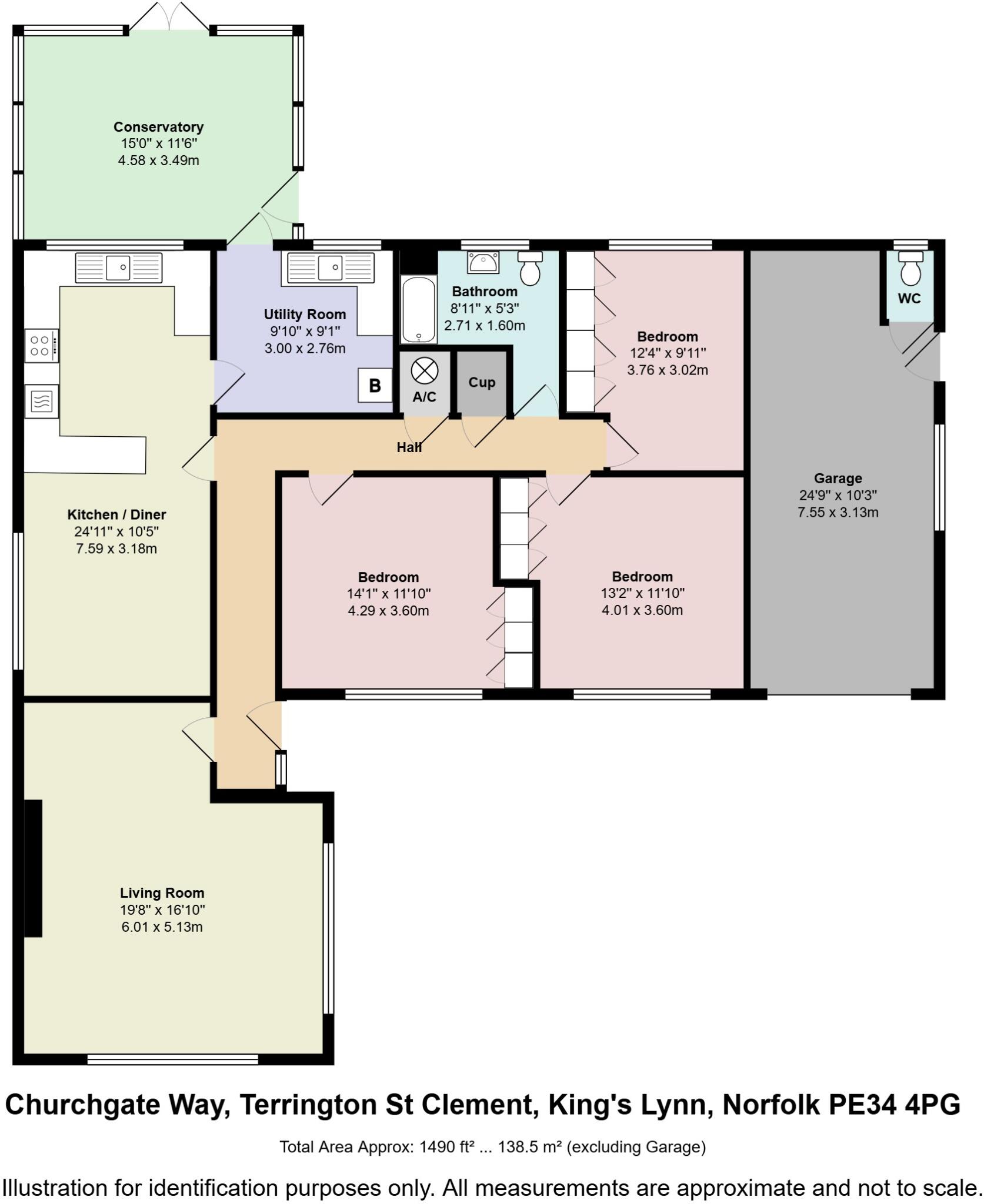 TERRINGTON ST CLEMENT - Sizeable Detached 3 Bedroom Bungalow in Mature Setting floorplan