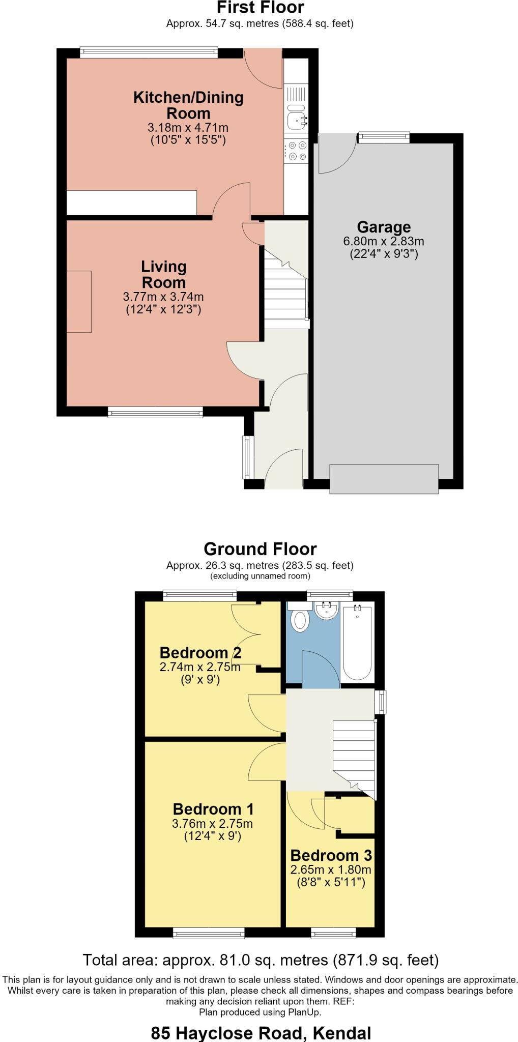 85 Hayclose Crescent, Kendal, Cumbria, LA9 7NT floorplan