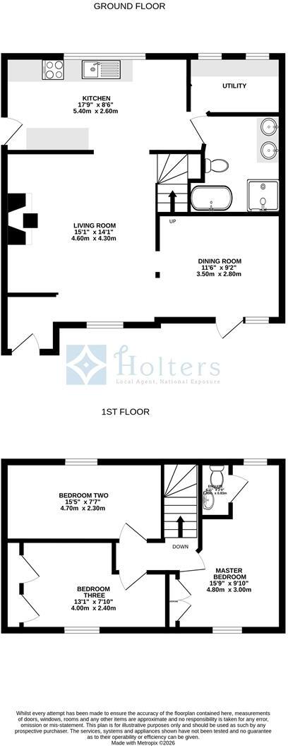 3 Factory Cottages, Trefeglwys floorplan
