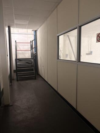 Lobby between warehouse and office accomodation with access to mezzanine