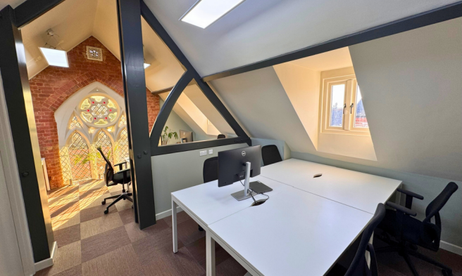 Contemporary workspace with 4m-high ceilings