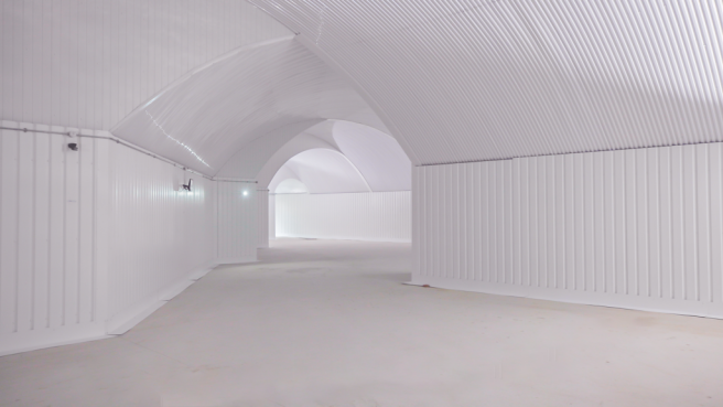 An empty arch with white lining