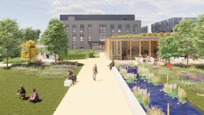 CGI view of The Clubhouse and surrounding landscaping