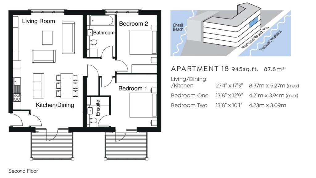 2-bed flat on No.1 Chesil Beach, Chesil Beach Square, Weymouth, £700,000