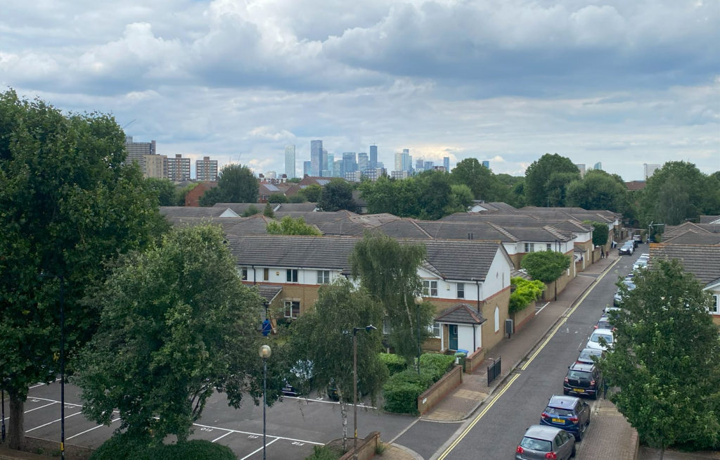 View from roof towards Canary Wharf