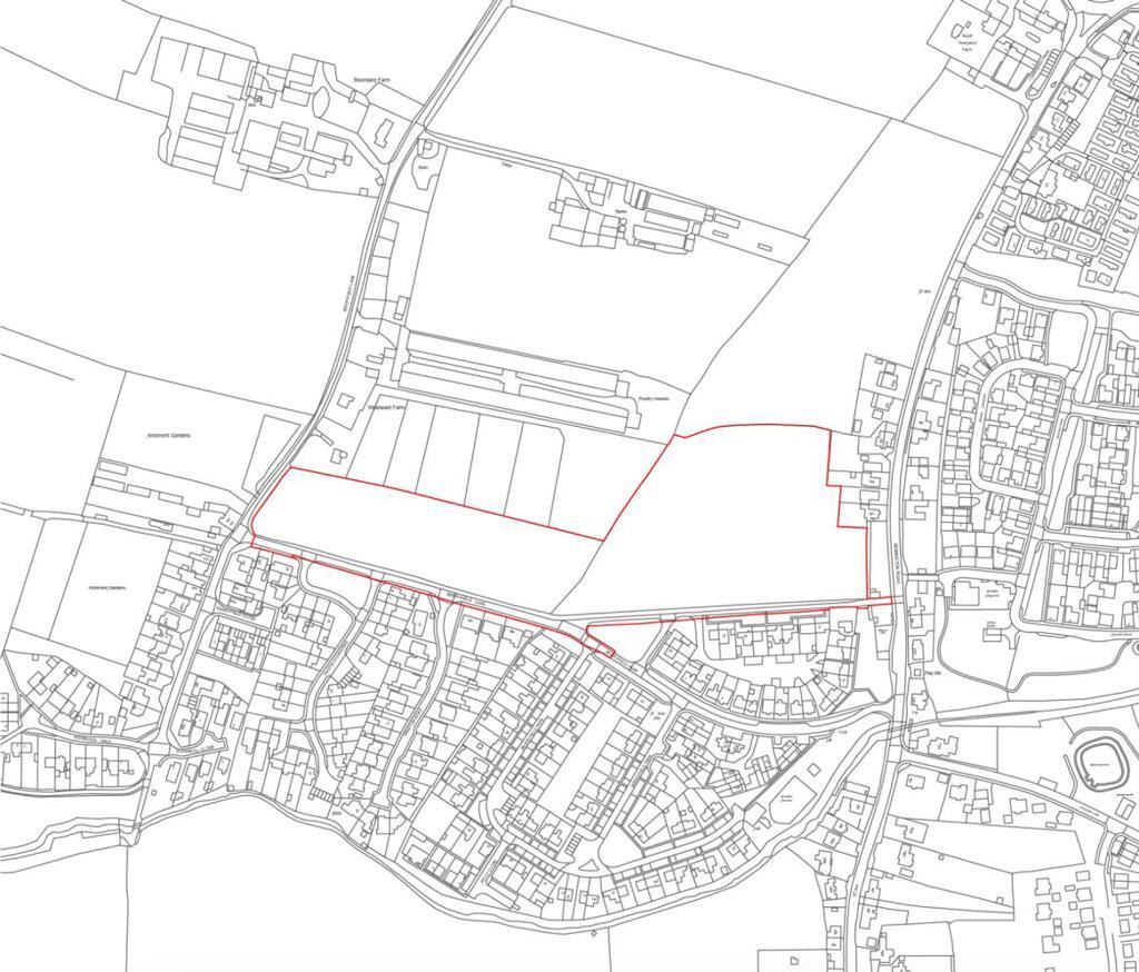 Site plan. Site plan: application boundary edged red. Not to scale. For identification purposes only.