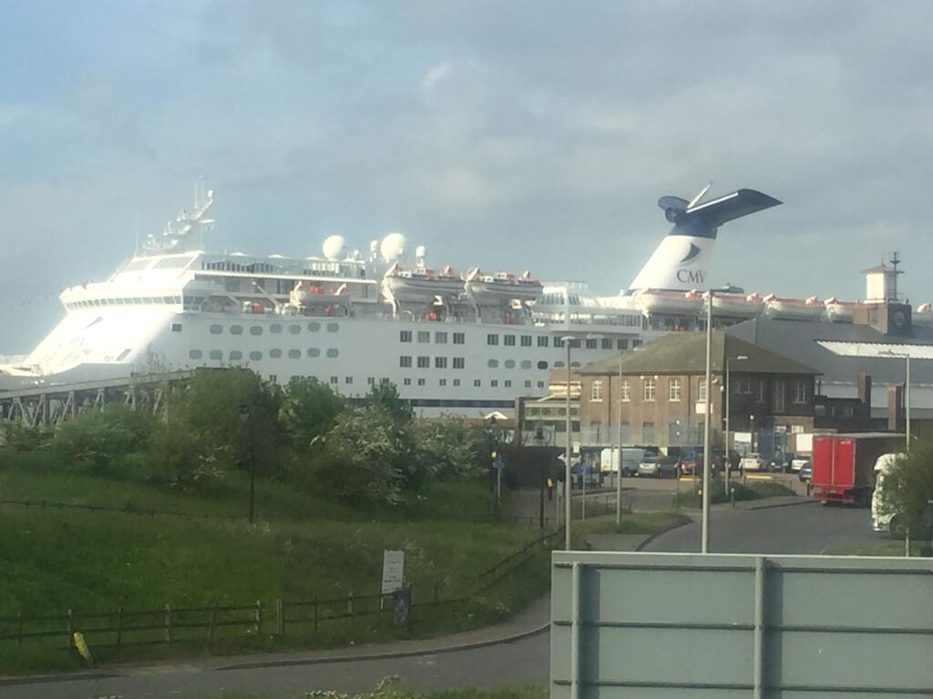 View of the cruise terminal from river side offices