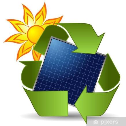 stickers-sun-recycle-symbol-and-solar-panel-over-w