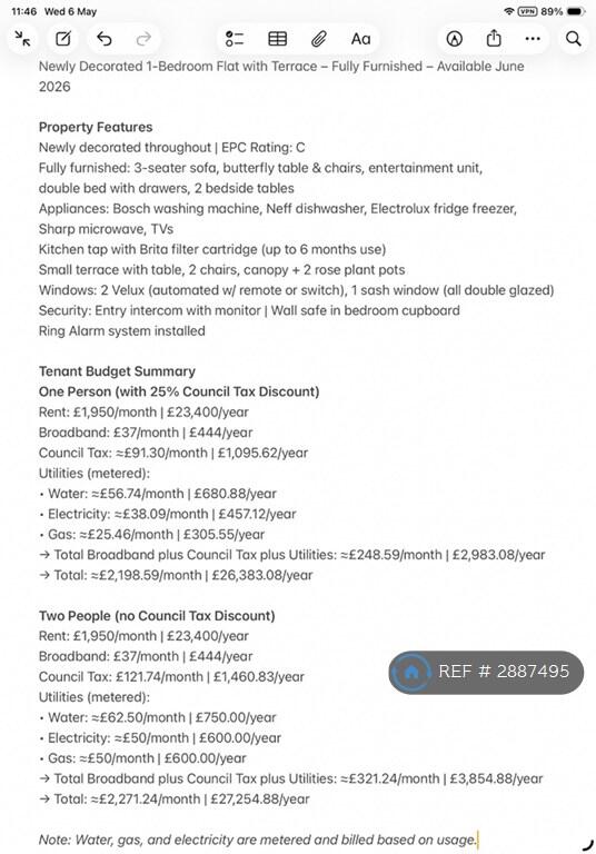 1 bedroom flat for rent