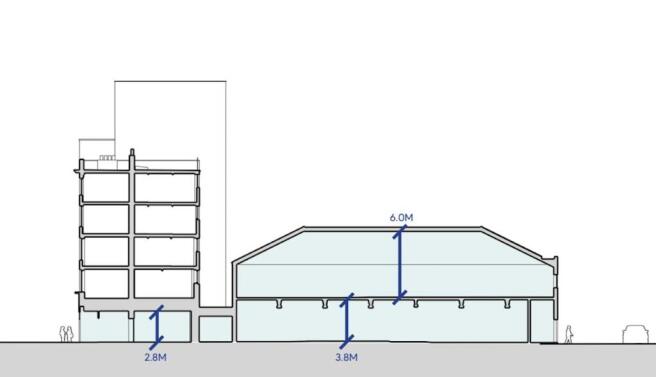 50 Vauxhall Bridge Road - section heights