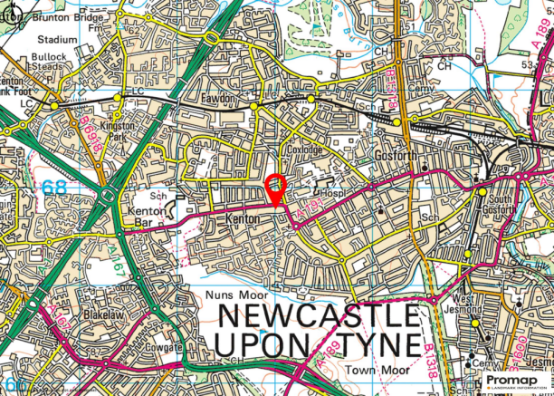 Duke of Wellington, Newcastle - Location.png