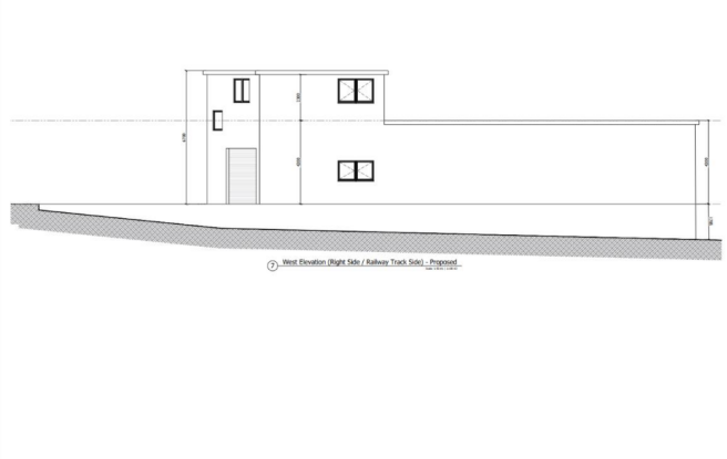 West Elevation (Right Side / Railway Track Side) -