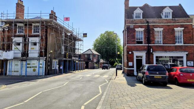 Generalised view from Wednesday Market, along Lord Roberts Road, towards Minster Towers