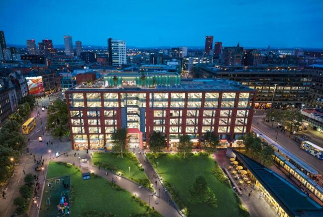 Studio Odey_L&amp;G Ekho_One Piccadilly Gardens_Dusk