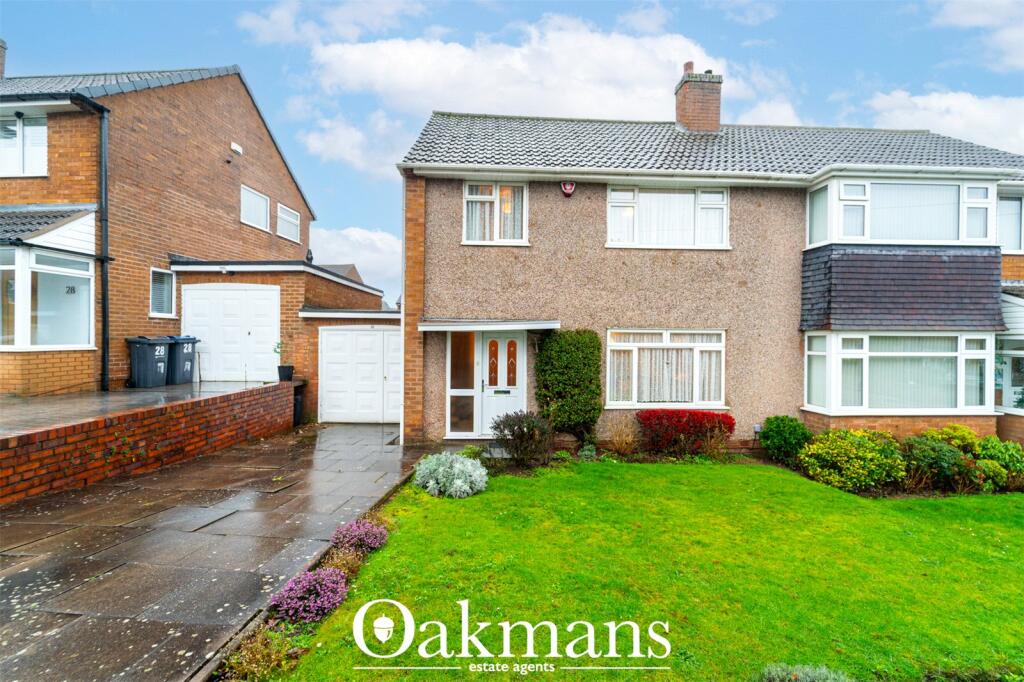 3-bed semi-detached on Peach Ley Road, Birmingham, B29, £285,000