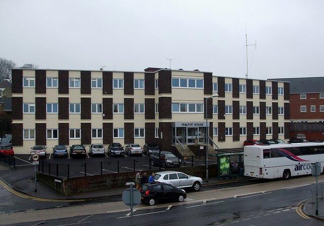 front of building