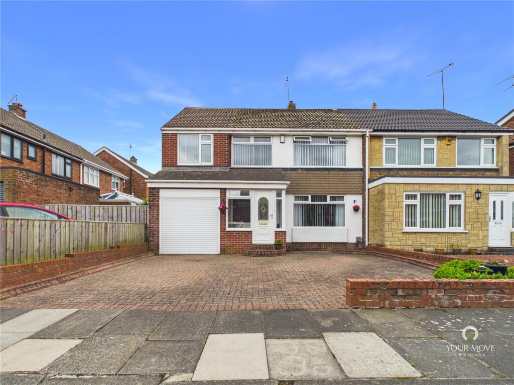 4-bed semi-detached on Matfen Place, Coxlodge, Newcastle upon Tyne, Tyne and Wear, NE3, £325,000