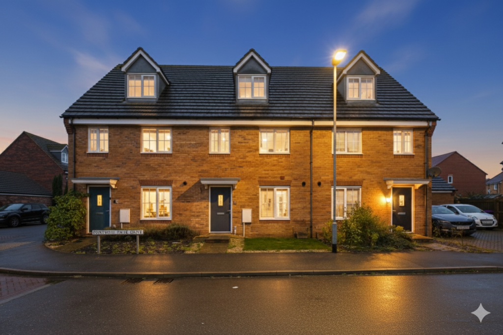 3-bed terraced on Fontwell Park Drive, Cawthorpe, Bourne, Lincolnshire, PE10, £220,000