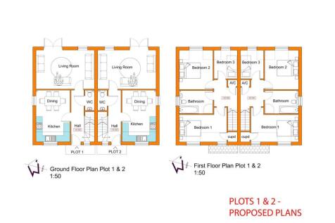 PLOTS 1 &amp; 2 - PROPOSED PLANS 17 Station Road, Mids