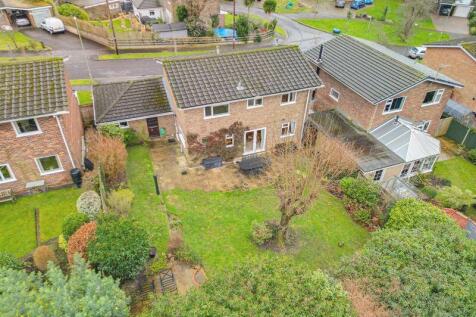 Aerial view of house and garden