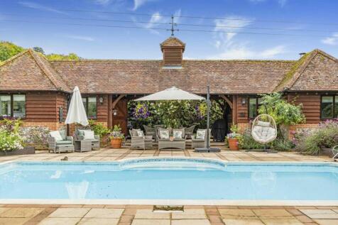 Pool terrace with pool house
