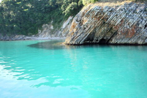 the bay below