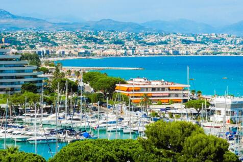 Marina Baie des Anges landscape on against backdro