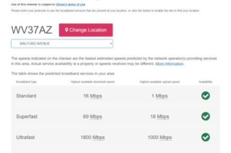 Broadband Checker 31 Walford Oct 2025